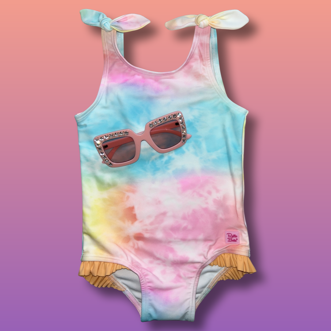 Rainbow tie dye one piece swimsuit on sale