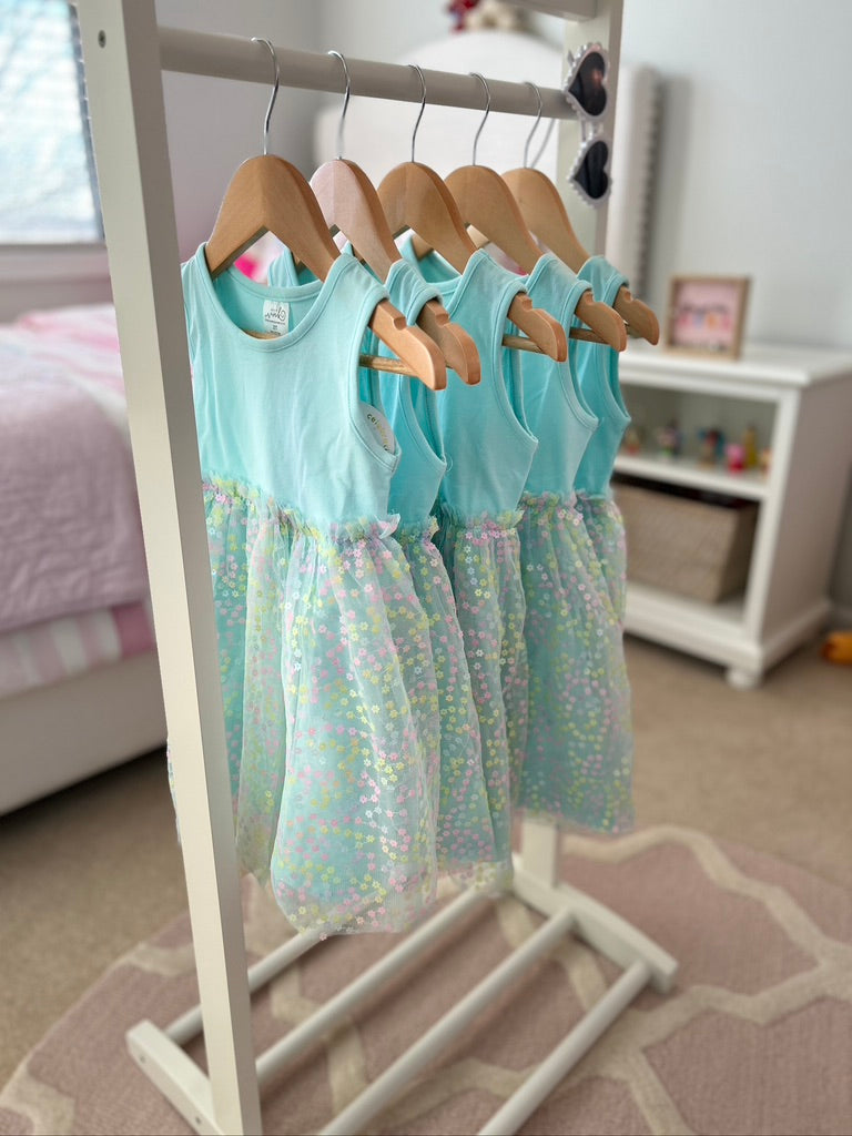 Robin's Egg Blue Confetti Flower Dress - Kids Easter Dress More Grit Less Grace Robin's Egg Blue Confetti Flower Dress - Kids Easter Dress More Grit Less Grace