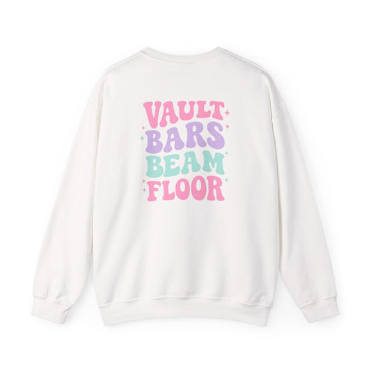 Retro Pastel Gymnastics Crewneck – Adult Oversized Vault Bars Beam Floor Sweatshirt