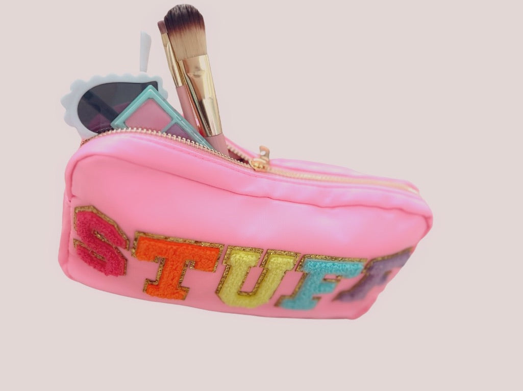 Chenille Letter Travel Makeup Pouch - STUFF