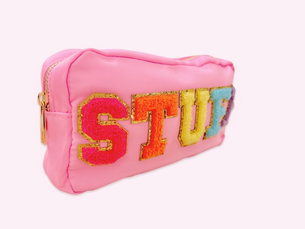 Chenille Letter Travel Makeup Pouch - STUFF