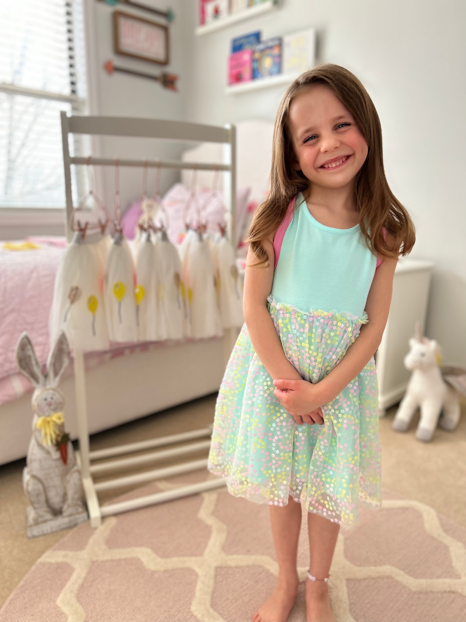 Robin's Egg Blue Confetti Flower Dress - Kids Easter Dress More Grit Less Grace Robin's Egg Blue Confetti Flower Dress - Kids Easter Dress More Grit Less Grace